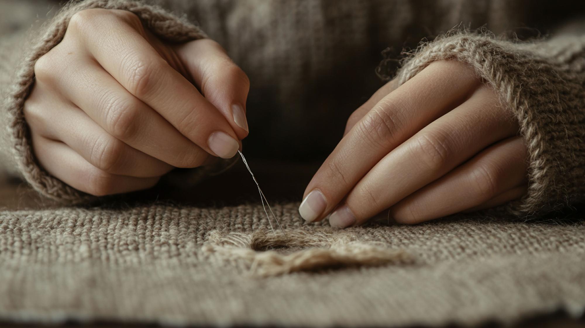 artisan at work stitching embroidery