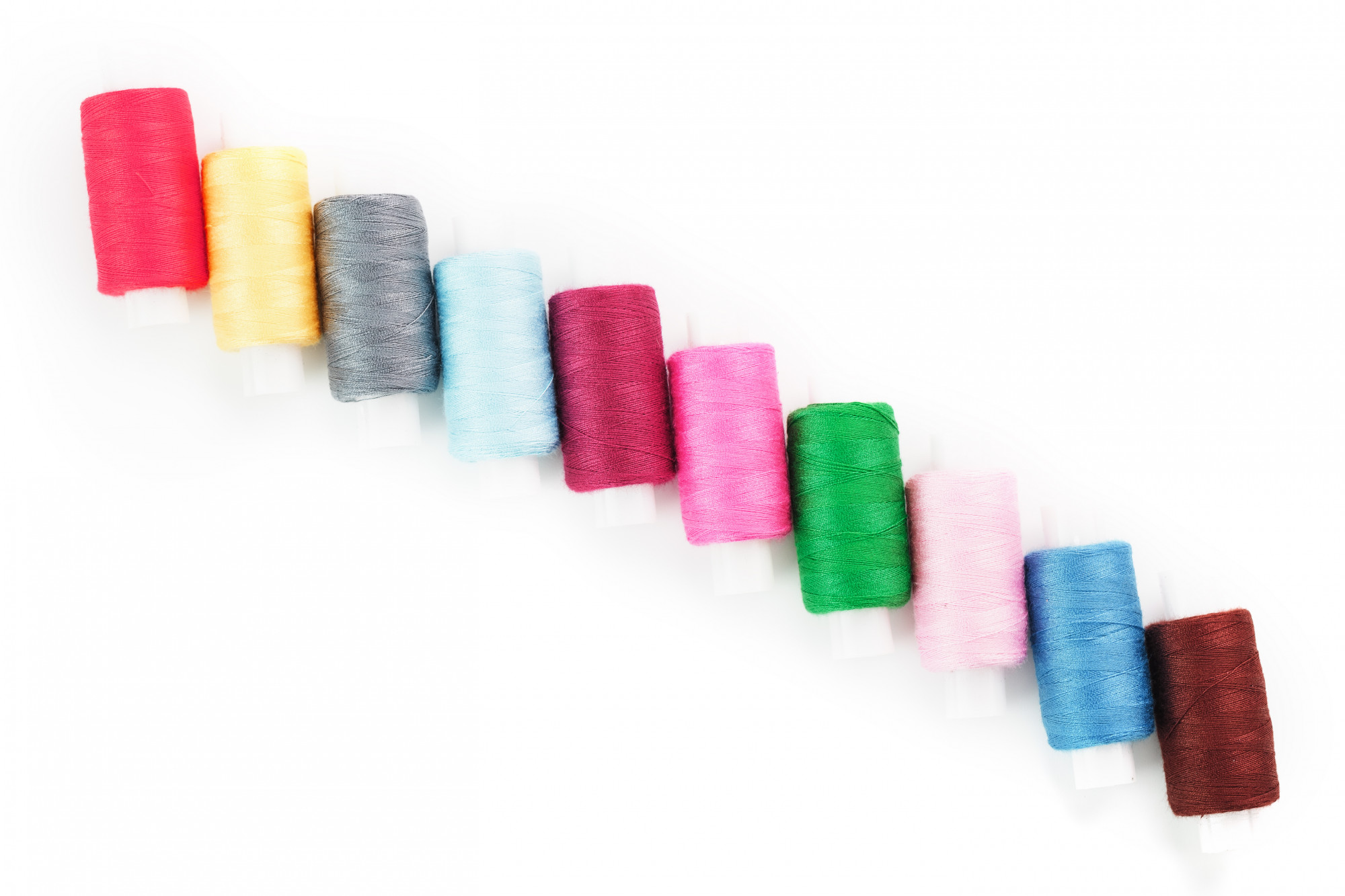 close up of colored thread palette