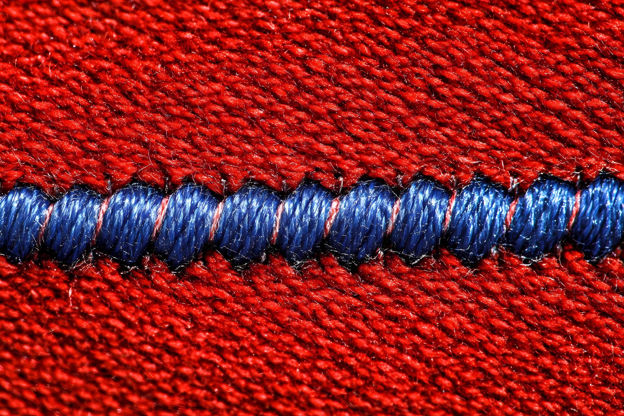 close-up of embroidered detail on fabric